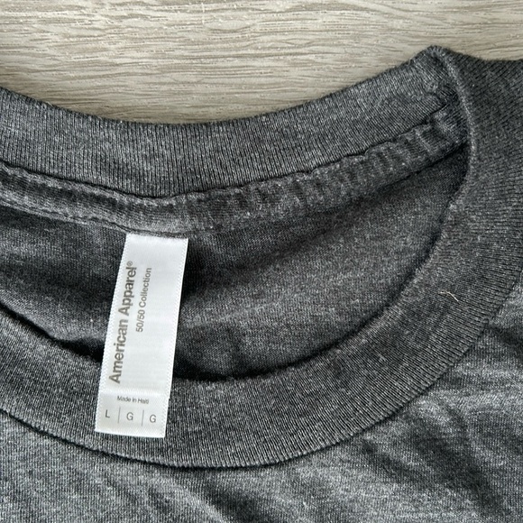 Men’s American Apparel Charcoal Gray Camp Beer Tee size L - Picture 2 of 2